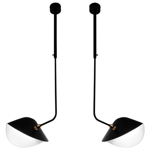 Mid-Century Modern Black Curved Bibliothèque Ceiling Lamps by Serge Mouille, Set of 2 For Sale - Image 10 of 10