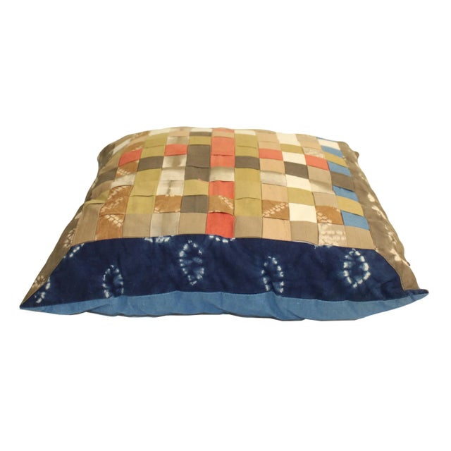 Blue MIX Color Square Shape Checker Fabric Couch Sofa Cushion For Sale - Image 4 of 7