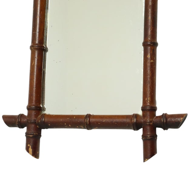 French Wooden Faux Bamboo Mirror For Sale - Image 3 of 15