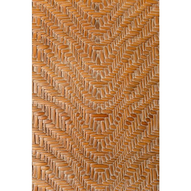 1970's Rattan Etched Wood Safari Armoire Wardrobe Storage Cabinet For Sale - Image 13 of 14