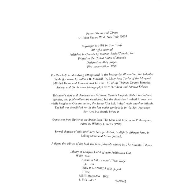 1990s "A Man in Full" Book 1998 Wolfe, Tom For Sale - Image 5 of 5