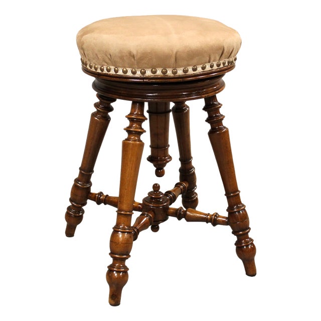 Antique Piano Stool in Walnut, 1800s For Sale