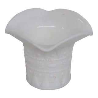 Milk Glass Lace Dewdrop Beaded Jewel Small Basket Vase Container Figurine 4770b For Sale
