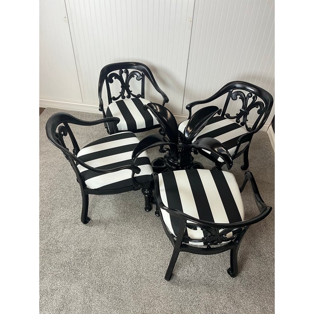 1970’s Palm Leaf Arthur Court Aluminum Table and Chairs For Sale - Image 6 of 8
