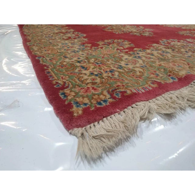 Rose 1970s Signed Persian Kerman Rug For Sale - Image 8 of 9