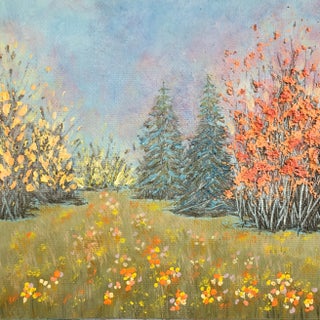 "Walk Through a Flowering Meadow" Contemporary Impressionist Style Landscape Painting by Deb Bossert For Sale