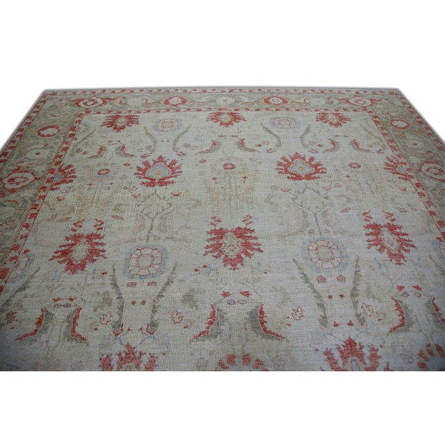 Turkish Modern Turkish Fine Woven Oushak Rug 9'7" x 12'1" For Sale - Image 3 of 6