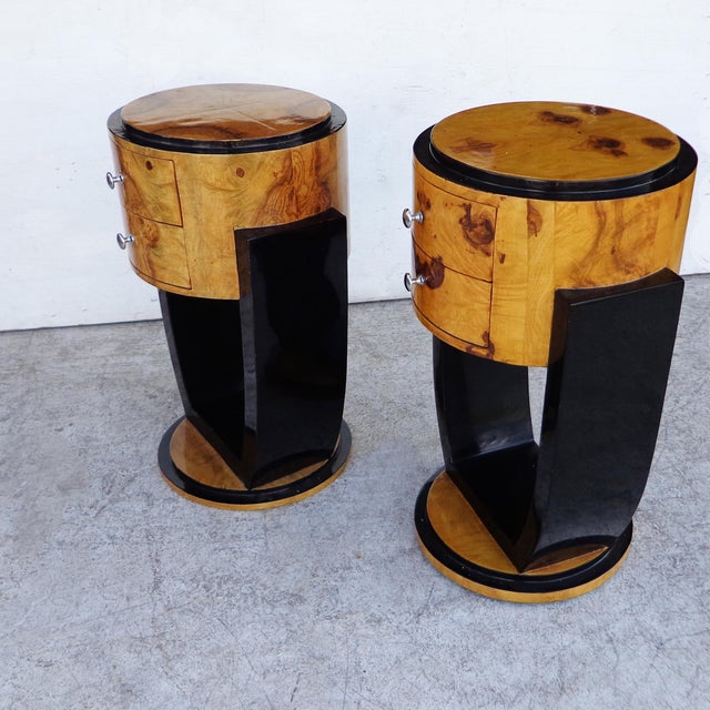 Wood Art Deco Style Nightstand For Sale - Image 7 of 11