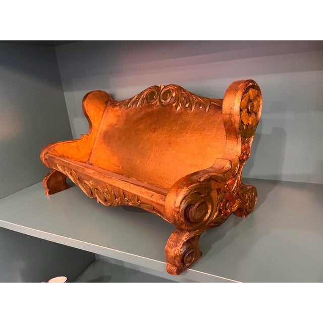 Late 19th Century Antique 19th Century Italian Baroque or Renaissance Revival Carved Giltwood and Polychrome Book Stand For Sale - Image 5 of 7