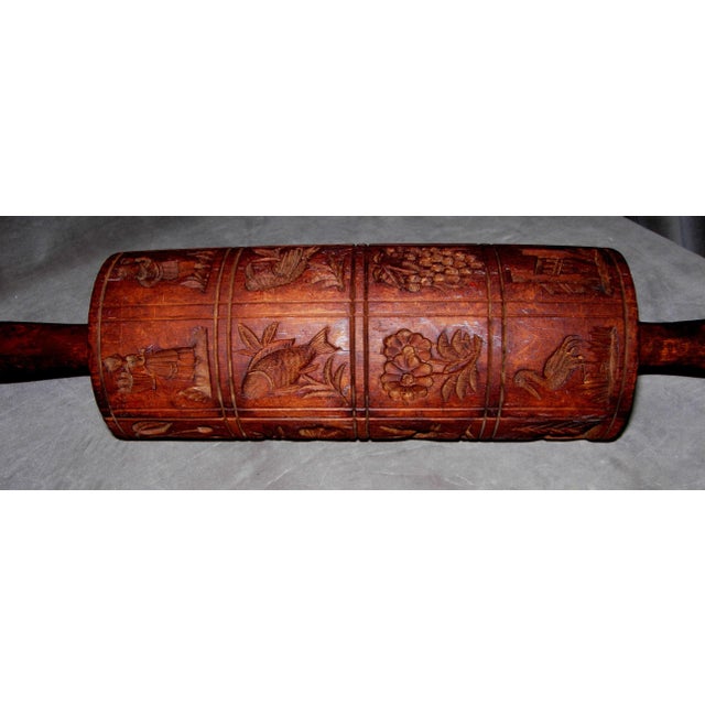 19th Century Springerle Wooden Rolling Pin With 24 Stamp Designs For Sale - Image 4 of 7