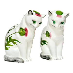 Large Vintage Wemyss Ware Pottery Cats for Jan Plichta of London - A Pair