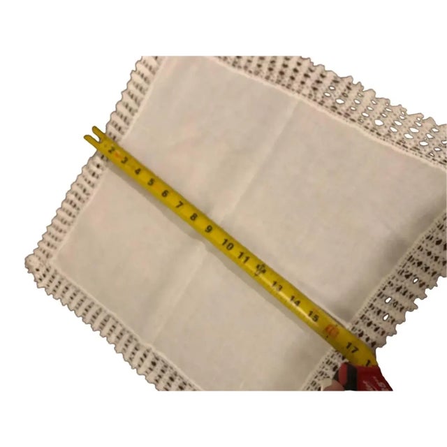 Textile Vintage Gorgeous Hand Lace Trimmed Fancy Dinner Napkins- Set of 3 For Sale - Image 7 of 15