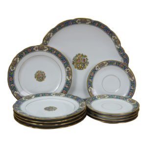 11 Antique Art Deco TLB Limoges Touze, Lemaître Frères & Blancher Plates