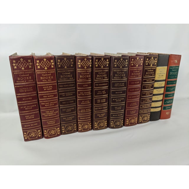 Mid 20th Century 1950s Reader’s Digest Burgundy & Gold Gilt Decorative Books - Set of 10 For Sale - Image 5 of 11