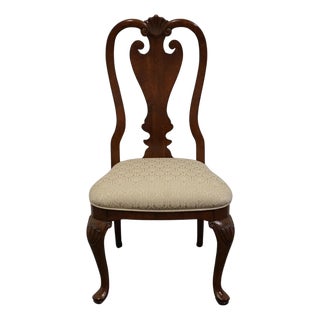 Kincaid Furniture Solid Cherry Traditional Queen Anne Style Splat Back Dining Side Chair W. Shell Carving For Sale