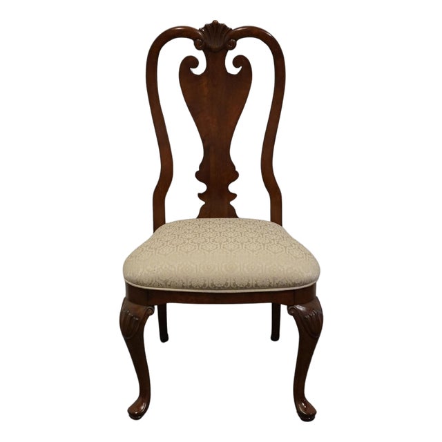 Kincaid Furniture Solid Cherry Traditional Queen Anne Style Splat Back Dining Side Chair W. Shell Carving For Sale