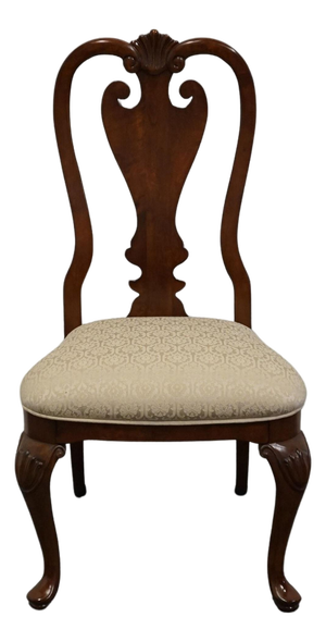 Kincaid Furniture Solid Cherry Traditional Queen Anne Style Splat Back Dining Side Chair W. Shell Carving