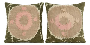Uzbek Cotton Suzani Pillow Cover 24'' X 24'' - Set of Two