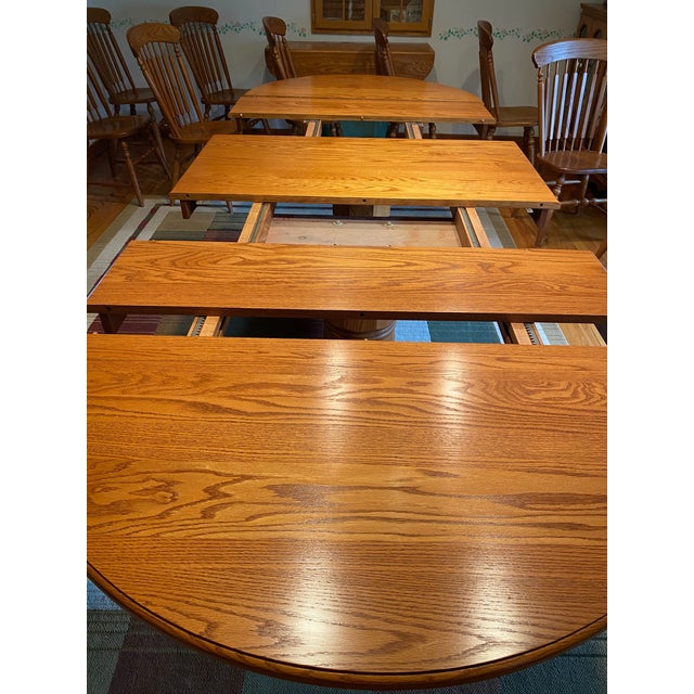 Mid 20th Century Oval Tom Seely Natural Solid Oak Double Pedestal Claw