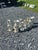 Rare collection of vintage mercury glass candlesticks and vases from Germany, many of which are hand painted with flowers....