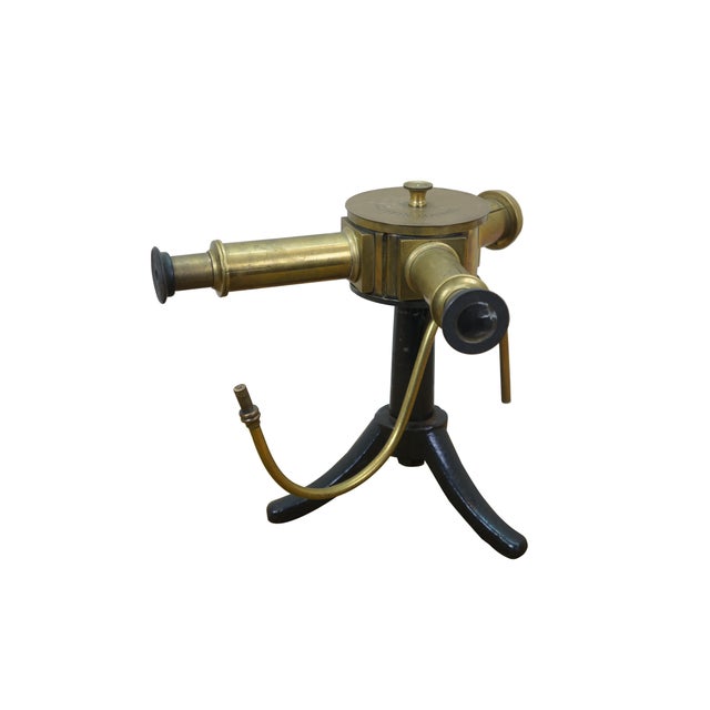 Industrial Antique Griffin London England Cast Iron Brass Scientific Spectroscope 12" For Sale - Image 3 of 18