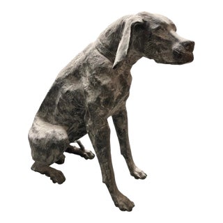 Industrial Modern Seated Hound – Hand-Wrought Steel Sculpture For Sale