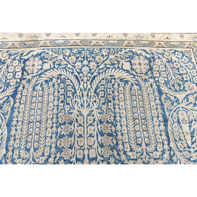 Fine Antique Persian Kirman Blue Handmade Wool Carpet For Sale - Image 4 of 9