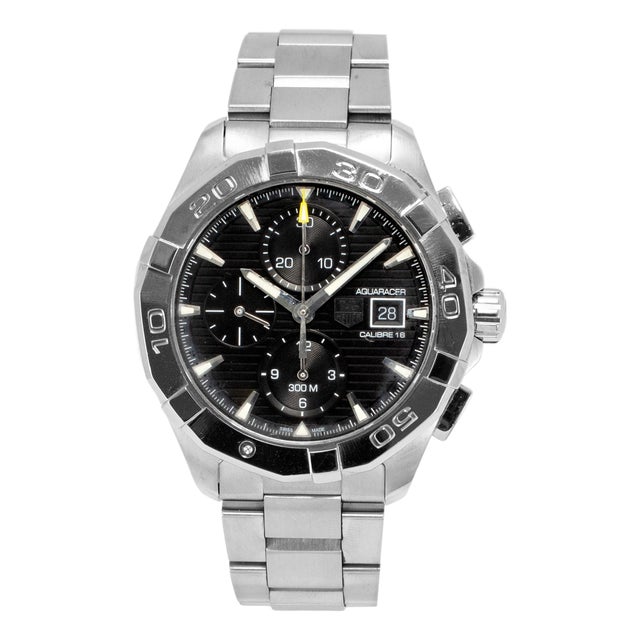 Tag Heuer Aquaracer 300m 43mm Cay2110-0 Black Dial Stainless Steel Watch For Sale