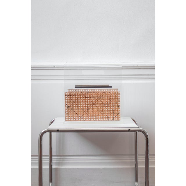 Magazine Rack in Acrylic Glass and Caning, 1970s For Sale - Image 9 of 17