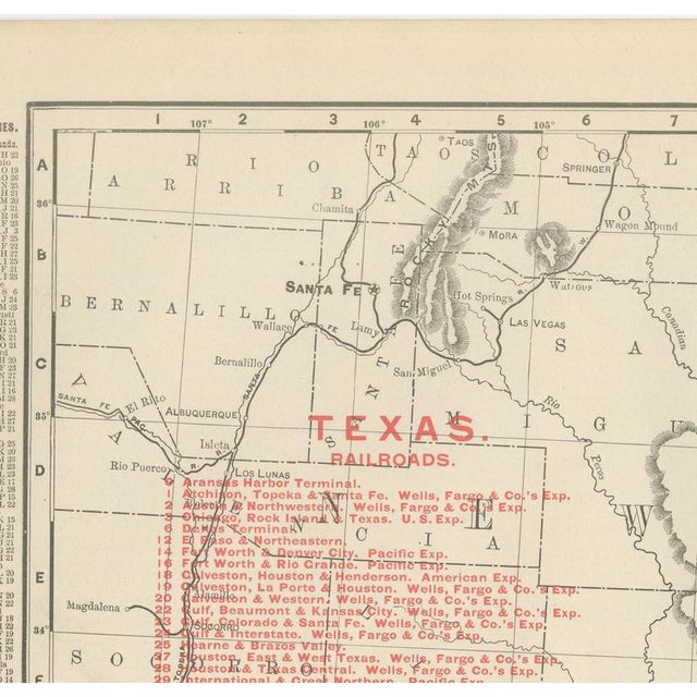 Antique Map of Texa The Lone Star State by Ran McNally, 1899 For Sale - Image 3 of 12