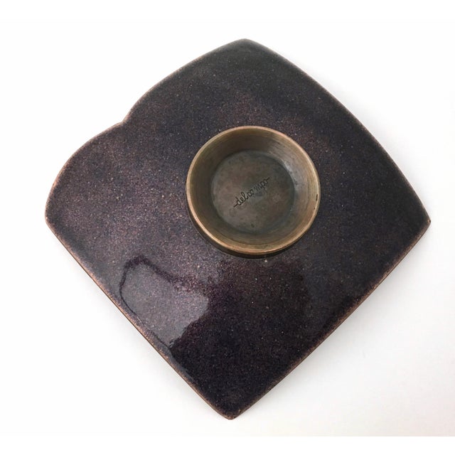 Brown and White Lacquered Copper Ashtray by Del Campo, 1960s For Sale - Image 4 of 6