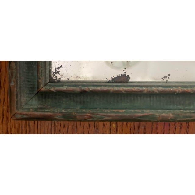 Early 20th Century Antique Trumeau Mirror With Hand Carved Details and Printed Chrysanthemum Artwork by M. Streckenbach For Sale - Image 5 of 12