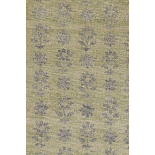 Rug & Kilim’s Block Print Rug With Gray, Chartreuse and Ochre Florals For Sale In New York - Image 6 of 10