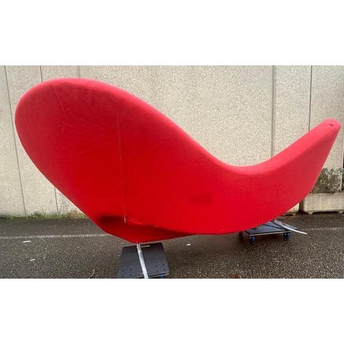 "Large Ron Arad sofa for Moroso" Three-seater free-form sofa, Victoria and Albert model, upholstered in red wool, grey...