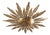 Mid-Century Gilt Metal Sunburst Flush Mount with Leaf Rays, 1950s For Sale