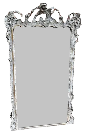 Large Antique 19th Century French Distressed Painted Mirror