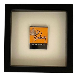 Vintage Framed Matchbook From Embassy Hotel in Washington DC For Sale