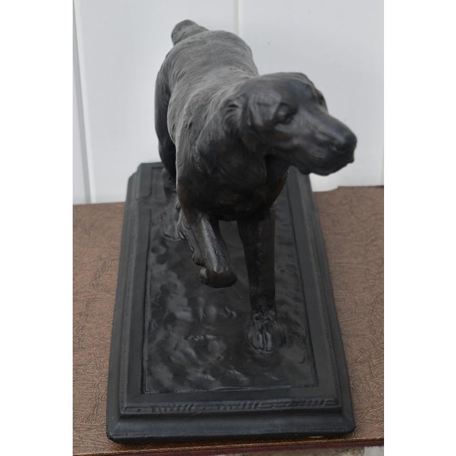 Antique Large Size Spelter Pointer/Setter Dog Figure on Base in a Bronzed Finish For Sale - Image 4 of 12