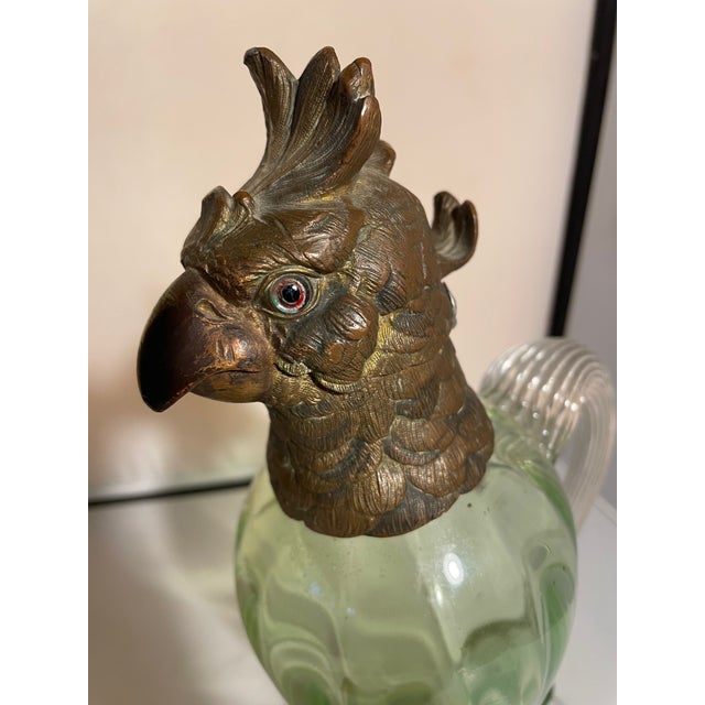 Antique Cockatoo-Shaped Glass and Gilt Bronze Decanter Jug, England, 1900s For Sale - Image 5 of 16