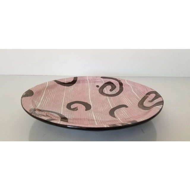 Mid-Century Modern 1980s A. Reebes Postmodern Hand-Painted Decorative Ceramic Low Bowl For Sale - Image 3 of 9