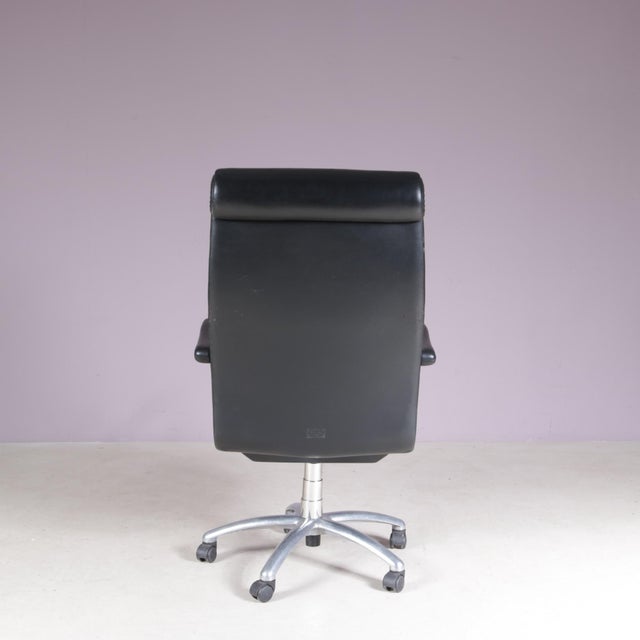 Poltrona Frau Vintage Italian Black Leather Desk Chair from Poltrona Frau, 2000s For Sale - Image 4 of 13