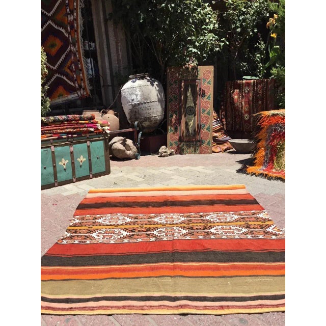 Traditional Mini Sofra Kilim Rug - 54" X 64.5" For Sale - Image 3 of 11