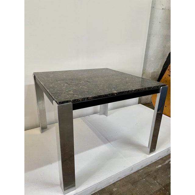 Leon Rosen for PACE furniture, in steel and marble square top. Perfect for card play or breakfast!