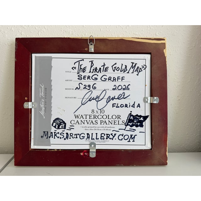 Serg Graff "The Pirate Gold Map Original Mixed Media Shell Painting Treasure Art For Sale - Image 10 of 11