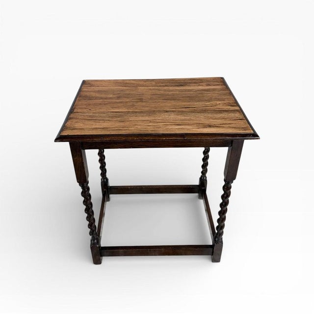 Vintage Oak Barley Twist Side Table For Sale - Image 5 of 7