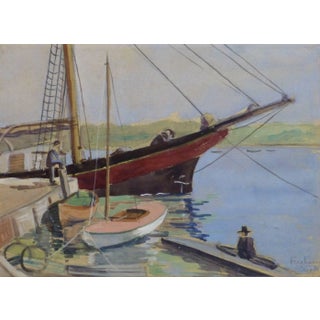 Vintage English Watercolor - Fareham Creek For Sale