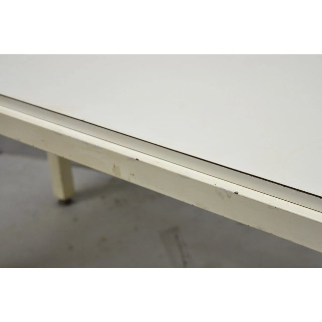 Vintage Mid Century Modern Steel Metal White Laminate Top Coffee Table Bench For Sale - Image 10 of 14