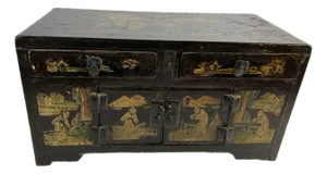 Antique Small Painted Lacquer Kang Cabinet From Shanxi Province