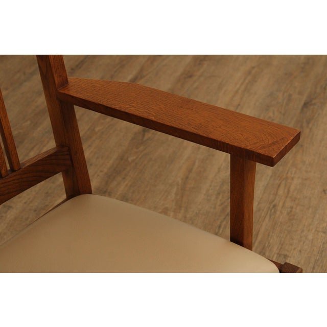 Wood Stickley Mission Collection Pair of Oak Spindle Dining Armchairs For Sale - Image 7 of 12