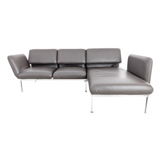 Roro Corner Couch in Leather Grey from Brühl, Set of 2 For Sale